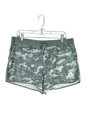 Womens Reebok Green Camo Print Swim Shorts Mesh Lining & Drawstring Waist XL